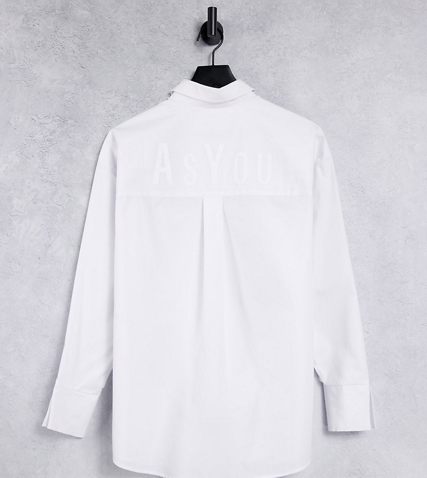 ASYOU - Oversized overhemd met branding in wit