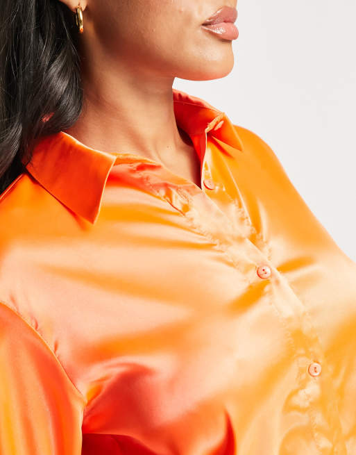 Orange best sale satin top