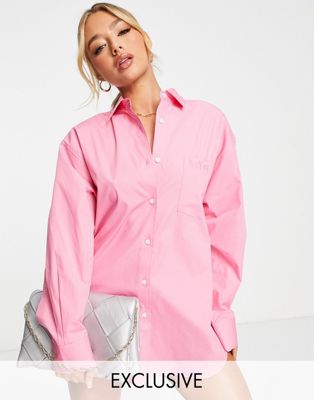 ASYOU oversized shirt dress in pink - ASOS Price Checker