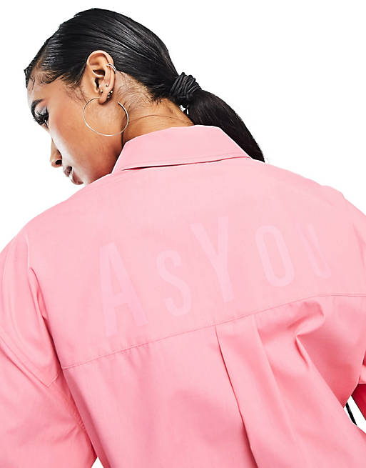 Women Shirts & Blouses/ASYOU oversized shirt with back branding in pink 