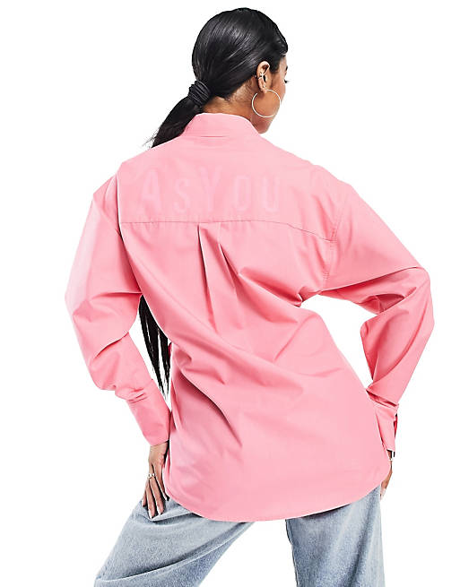 Women Shirts & Blouses/ASYOU oversized shirt with back branding in pink 