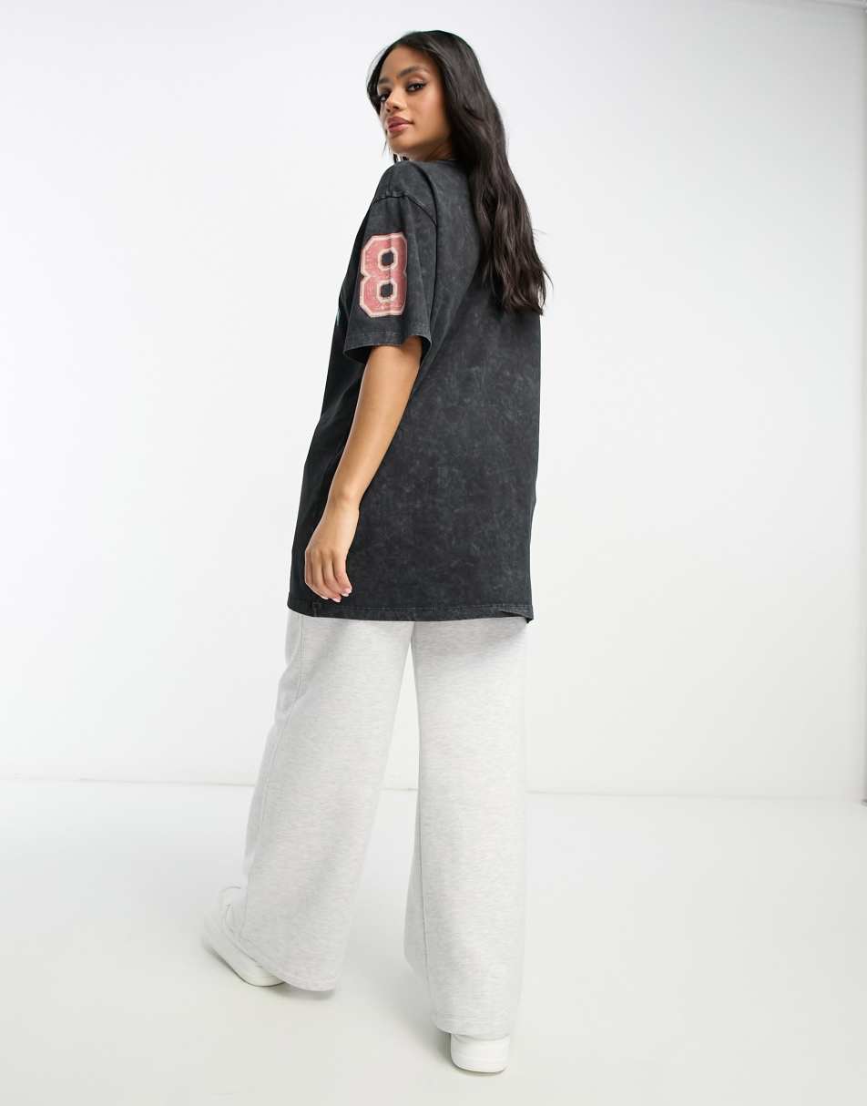 ASYOU oversized varsity graphic t-shirt in acid wash