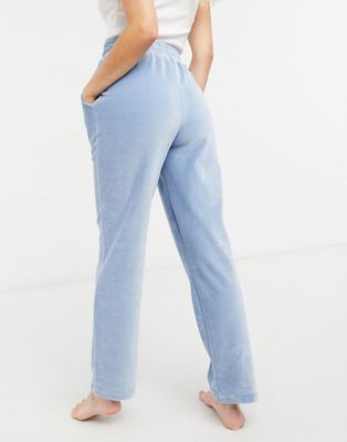 Pantalons évasés ASYOU - Pantalon confort évasé d'ensemble en velours - Bleu