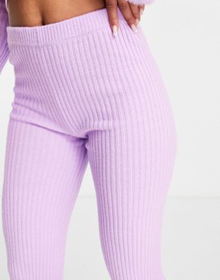 Pantalons et leggings ASYOU - Pantalon d'ensemble évasé en maille - Lilas