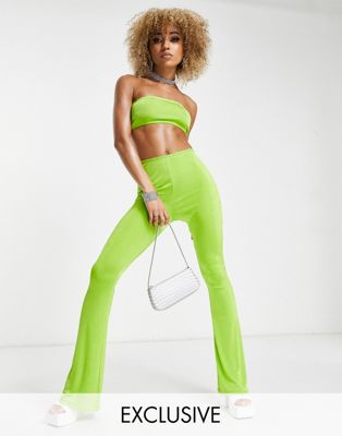 ASYOU lace trim flare co-ord in lime - ASOS Price Checker