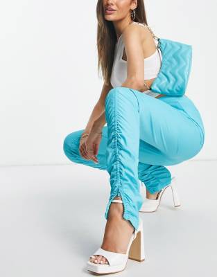 ASYOU ruched leg trouser in blue - ASOS Price Checker