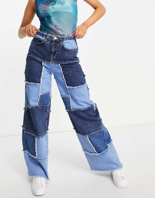 Patchwork blue sale jeans