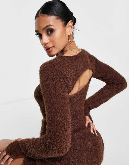  ASYOU peekaboo knitted shrug in brown (part of a set), 3 of 4