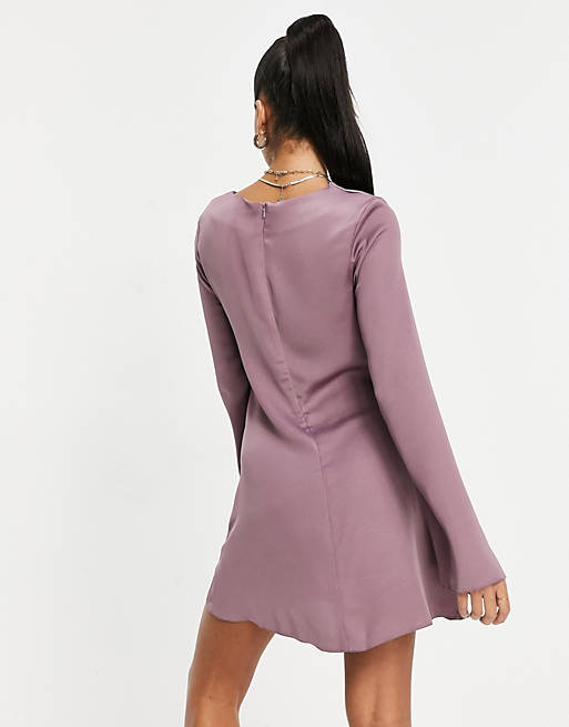 Dresses ASYOU peekaboo mini dress with ruching in purple 