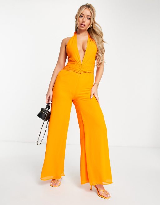 Plunge neck clearance jumpsuits