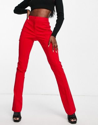 ASYOU pocket detail bengaline puddle trousers in red - ASOS Price Checker