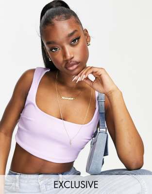 ASYOU PU corset top in lilac - ASOS Price Checker