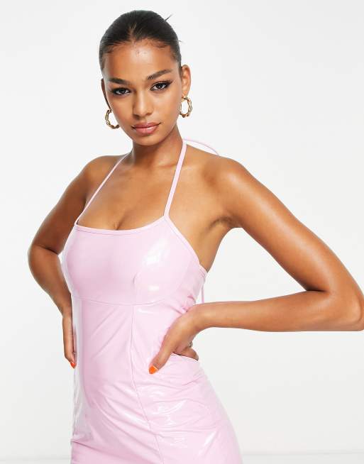 Pink pu outlet dress