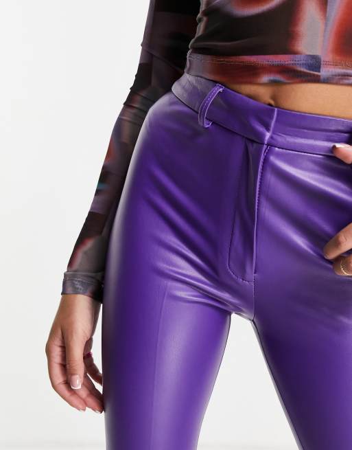 Purple leather sale trousers