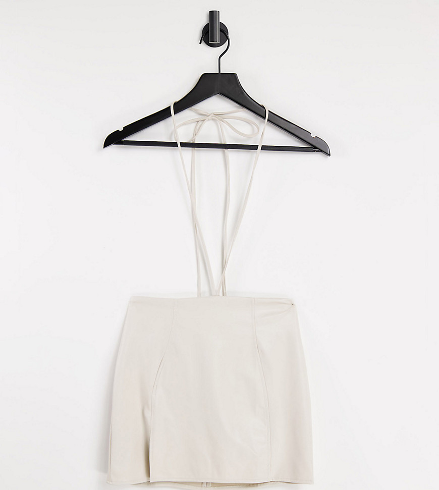 ASYOU PU waist strap mini skirt in white