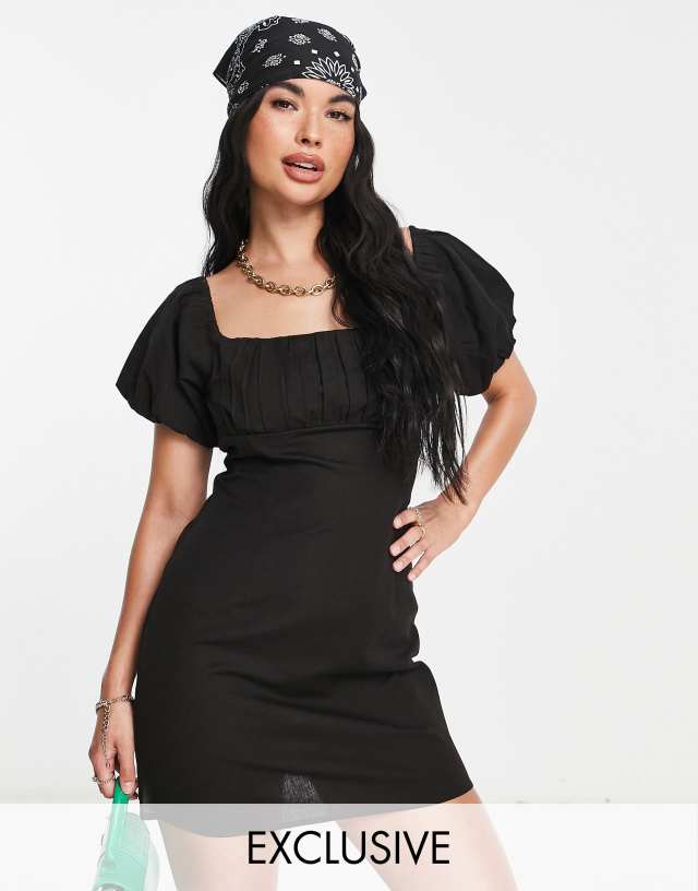 ASYOU puff sleeve sundress in black