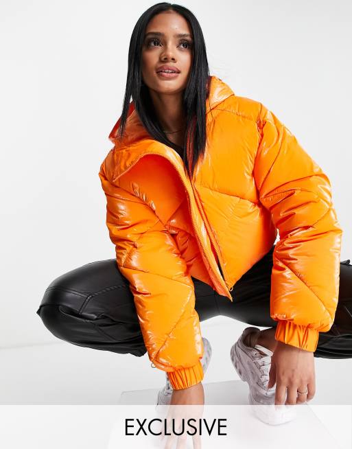 ASYOU quilted crop puffer in orange | ASOS