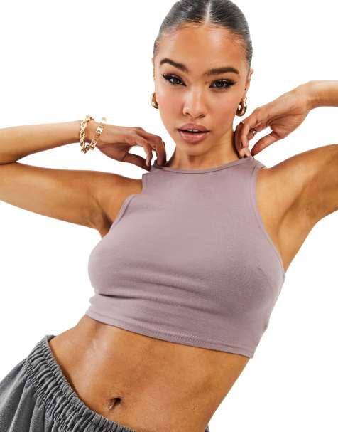 ASYOU racer crop top in mocha - view 1