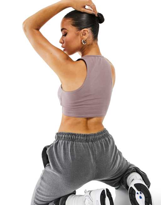 ASYOU racer crop top in mocha, 2 of 4