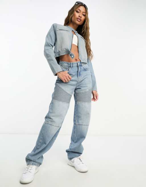AsYou - Rechte motocross jeans in gebleekte tint, deel van co-ord set