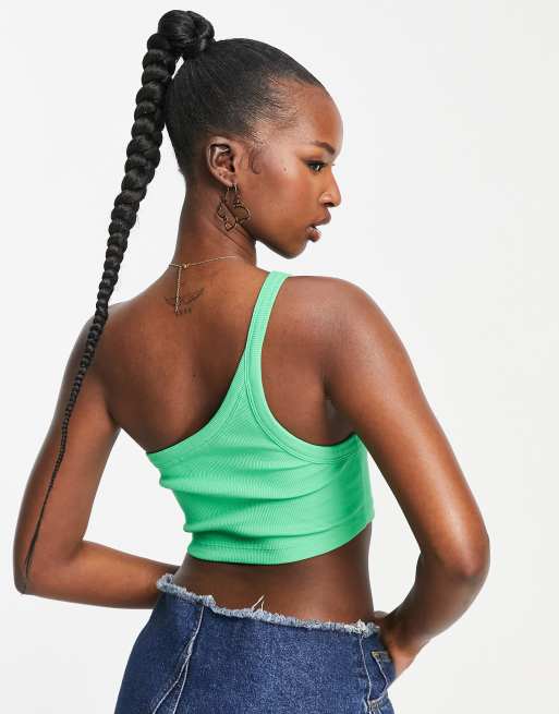 Lime green one shoulder crop top online