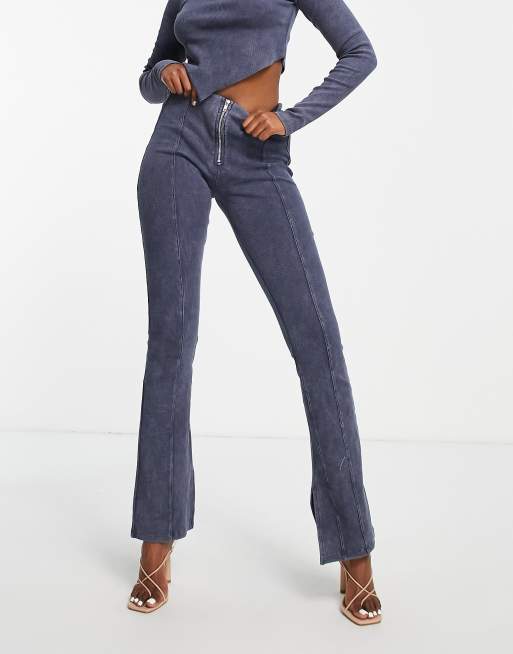 ASYOU ribbed flare legging in acid wash black - part of a set | ASOS