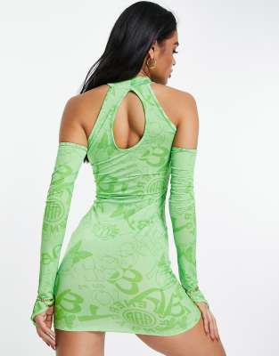 Asyou Ring Detail Cut Out Mini Dress In Green Tattoo Asos