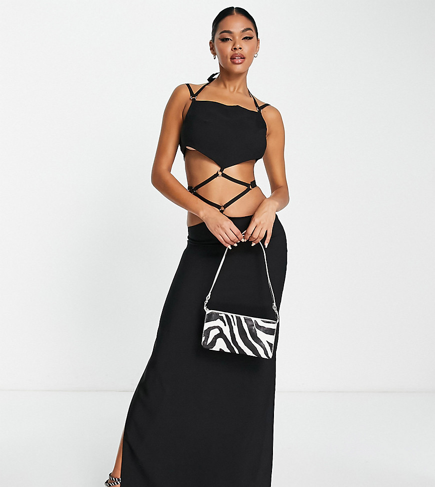 Asyou Ring Detail Strappy Maxi Dress In Black