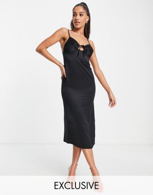 ASYOU satin midaxi dress in black - ASOS Price Checker