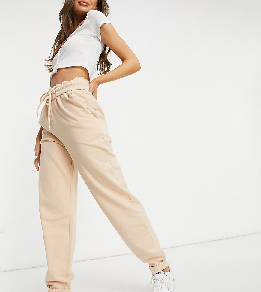 ASYOU roll waist jogger in tan-Brown