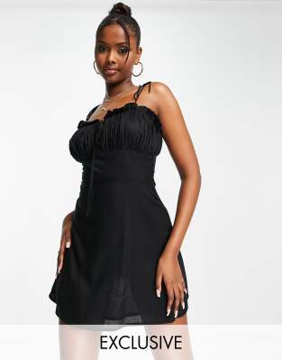 Solid Ruched Bust Cami Dress