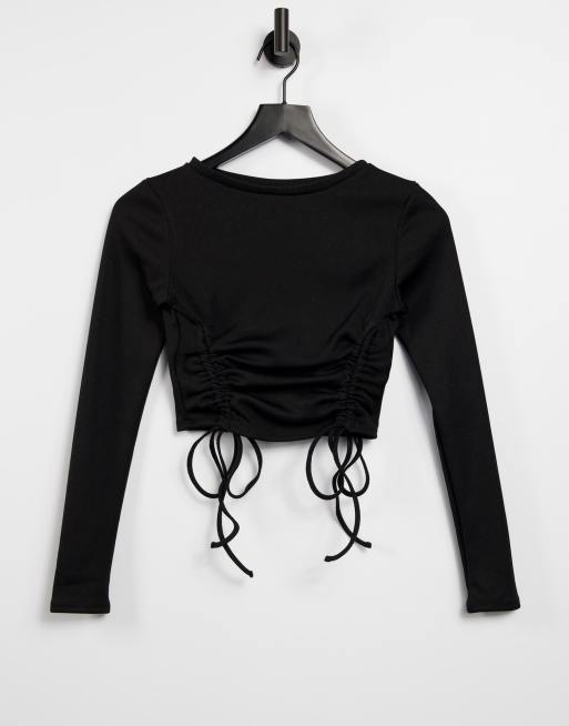 Asyou Ruched Long Sleeve Top In Black Asos 