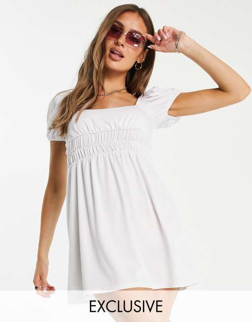 ASYOU ruched milkmaid dress in white | ASOS