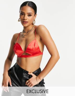 Missguided satin bralet in red