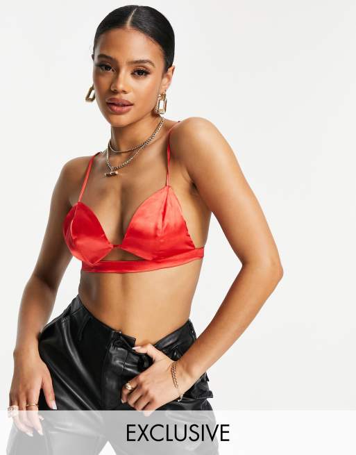 Adjustable Bralette Dress - Red Satin with Roses – purrrshop