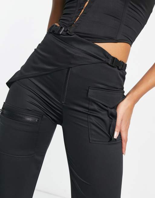 ASYOU satin flare pants in black - part of a set, ASOS