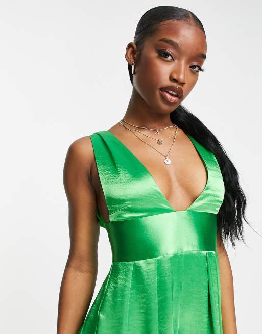 ASYOU satin jumpsuit in green