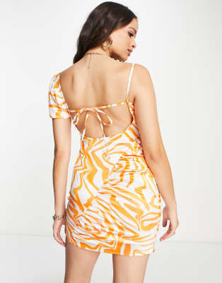 Asos yellow cheap zebra dress