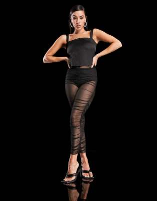AsYou ASYOU satin seam detail top in black