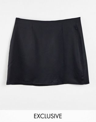 ASYOU satin split hem skirt in black - ASOS Price Checker