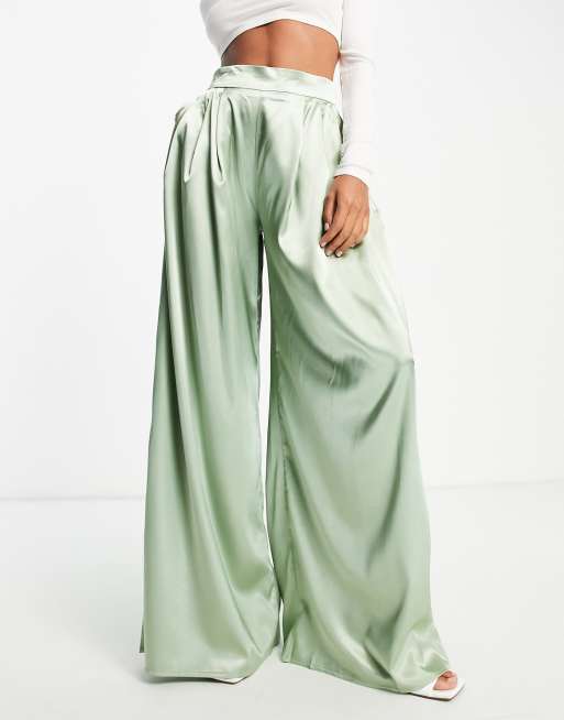 ASOS DESIGN co-ord satin wide leg trouser