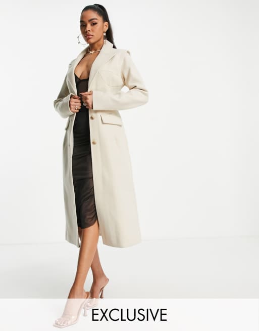 ASYOU sculptured hourglass longline coat in camel | ASOS