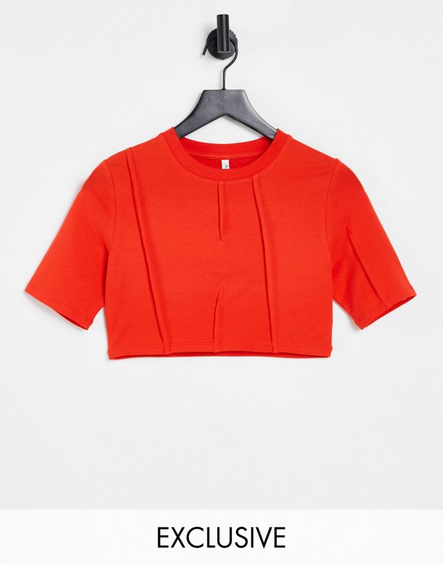 AsYou - seam detail crop t-shirt in red