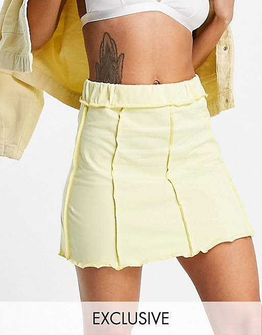 ASYOU seam detail flippy co-ord mini skirt in lemon
