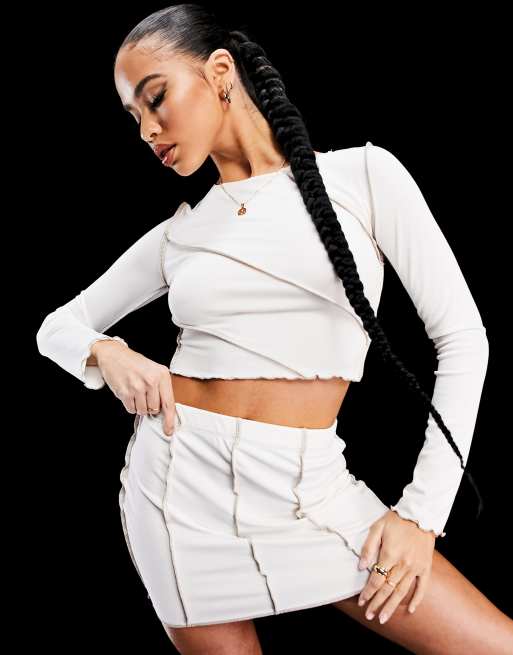 ASYOU seam detail matching mini skirt in white