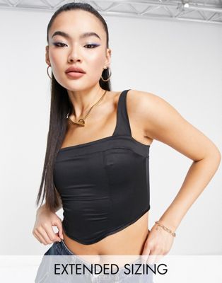 ASYOU cowl neck mesh corset top in black