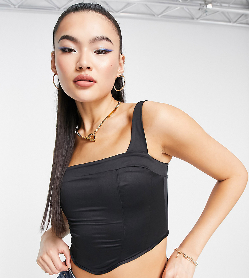 Tops by AsYou Exclusive to ASOS Square neck Zip-back fastening Cropped length Slim fit