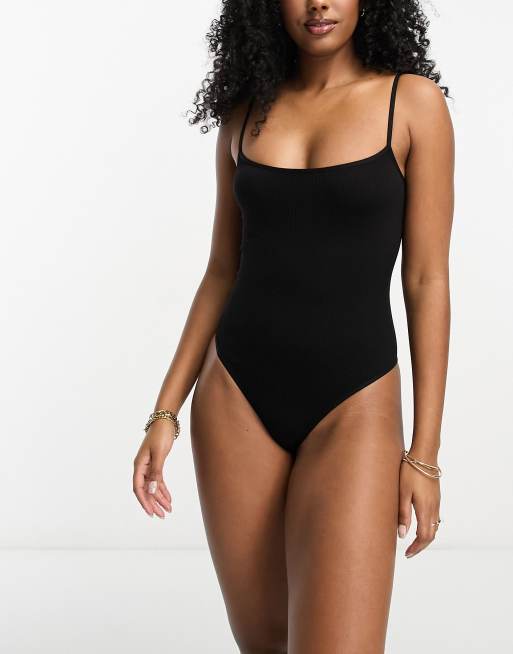 ASOS DESIGN seamless cami sculpting bodysuit in black