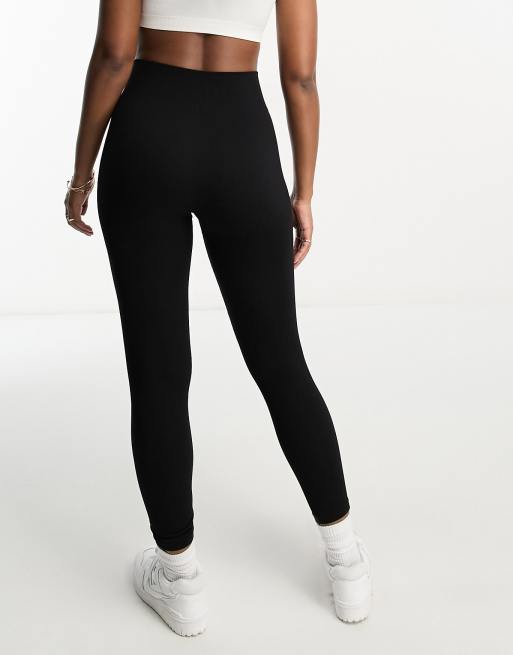 Lindex brushed inside leggings with elasticated waist in black