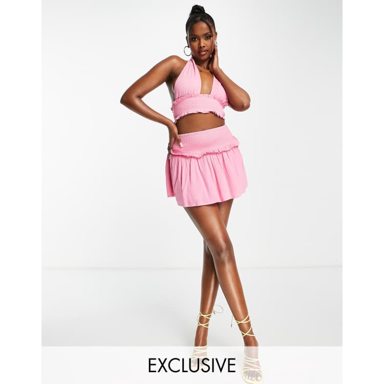 ★MARS EN AVRIL★ SIDE PLEATS POINT SKIRT_PINK Bonpoint Light pink pleated Jedda skirt | TheDoubleF